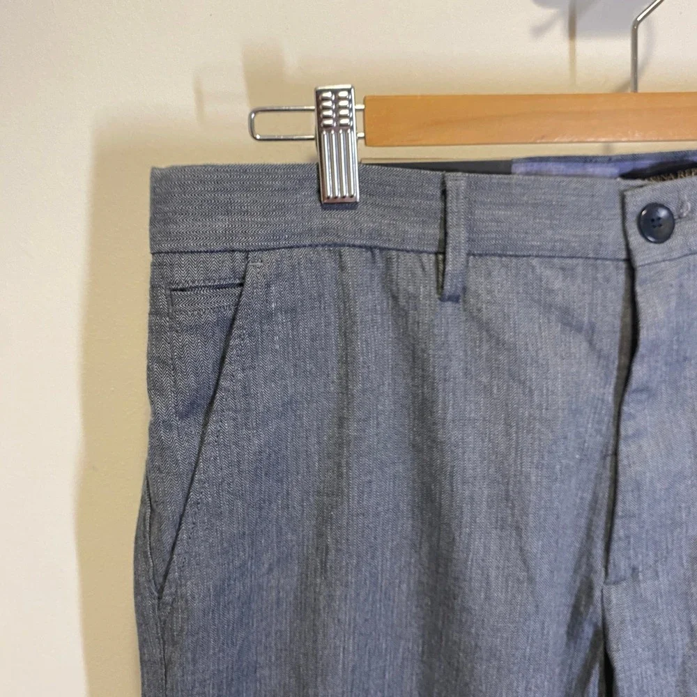 Banana Republic Kentfield Pant Mens 34x34 Blue NWT Herringbone Straight Fit